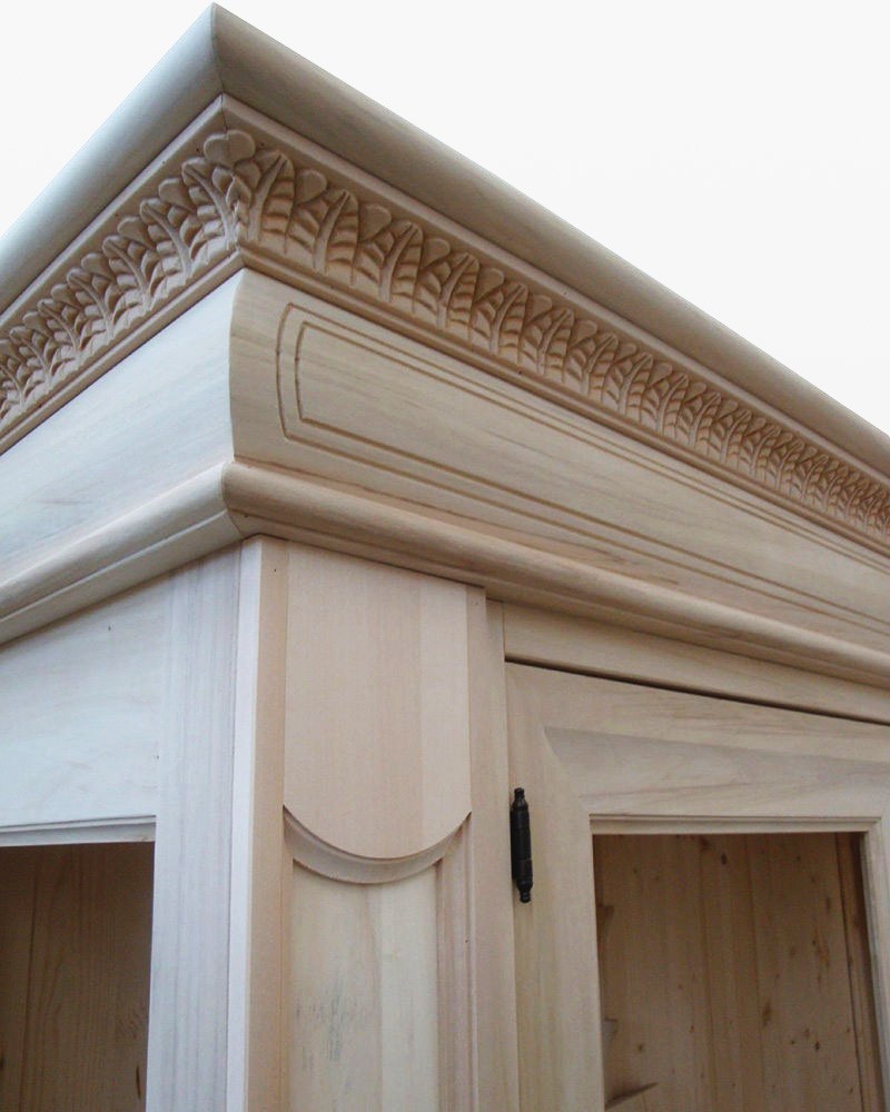 Vetrina grezza 2 porte intarsiata in legno 168x52x217 (153) - Mobili 2G