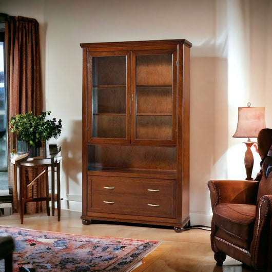 Vetrina in legno 2 porte tinta noce  arte poveral.116 p.38 h.198 - Mobili 2G