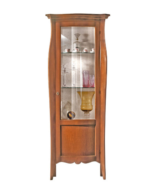 Vetrina in legno arte povera 1 porta tinta noce 78x49x200 - Mobili 2G