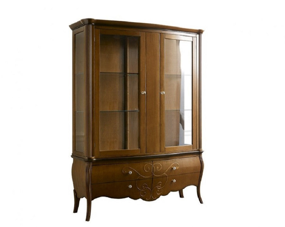 Vetrina in legno arte povera 2 porte tinta noce 170x50x215 - Mobili 2G