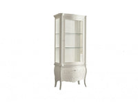 Vetrina in legno classica shabby 1 porta dx bianco 88x46x205 - Mobili 2G