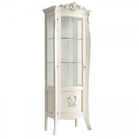 Vetrina in legno classica shabby 1 porta sx bianco 78x49x212 - Mobili 2G