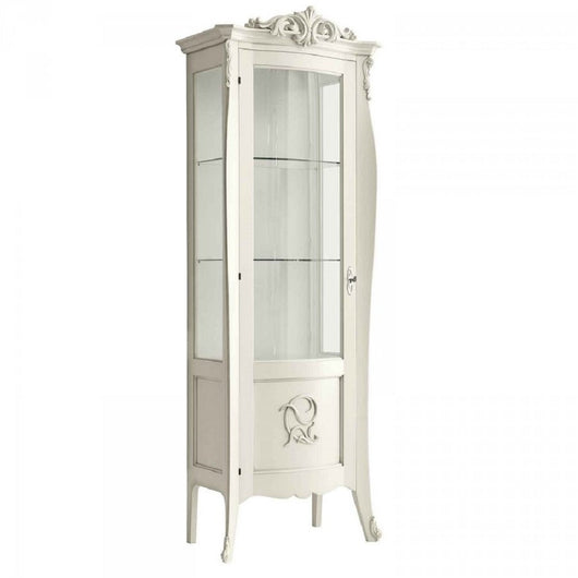 Vetrina in legno classica shabby 1 porta sx bianco 78x49x212 - Mobili 2G