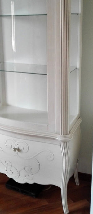 Vetrina in legno classica shabby 2 porte bianca l.150 p.50 h.216 - Mobili 2G