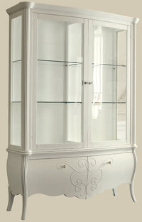 Vetrina in legno classica shabby 2 porte bianca l.150 p.50 h.216 - Mobili 2G
