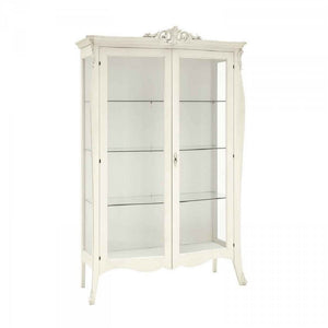 Vetrina in legno classica shabby 2 porte bianco 130x50x212 - Mobili 2G