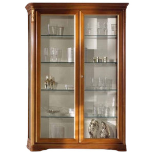 Vetrina in legno massello 2 porte tinta noce l.144 p.49 h.215 - Mobili 2G