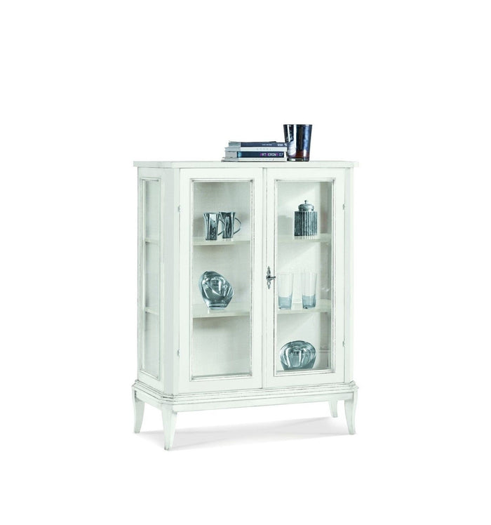 Vetrina in legno shabby 2 porte bianco 96 p.36 h.116 (1462) - Mobili 2G