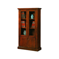 Vetrina libreria 2 porte arte povera in legno tinta noce 105x40x185