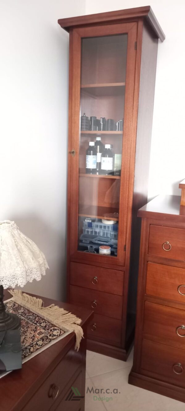 Vetrina libreria arte povera legno 1 porta tinta noce 45x41x187 - Mobili 2G