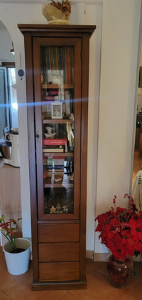 Vetrina libreria arte povera legno 1 porta tinta noce 45x41x187 - Mobili 2G