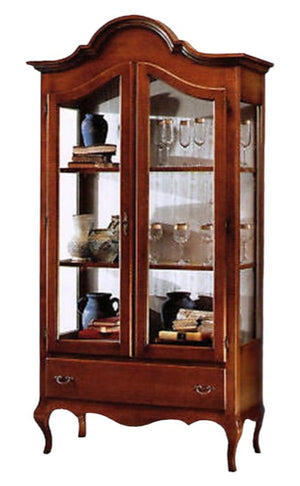 Vetrina sagomata classica 2 ante noce bassano104x45x196 (3065) - Mobili 2G