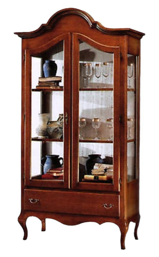 Vetrina sagomata classica 2 ante noce bassano104x45x196 (3065) - Mobili 2G
