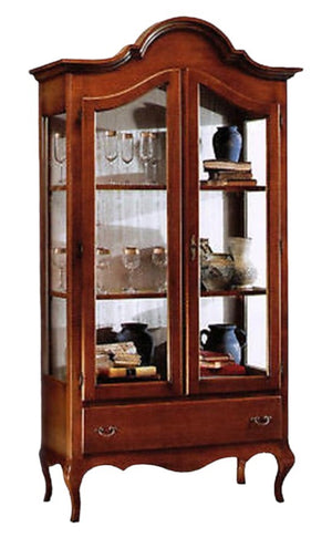 Vetrina sagomata classica 2 ante noce bassano104x45x196 (3065) - Mobili 2G