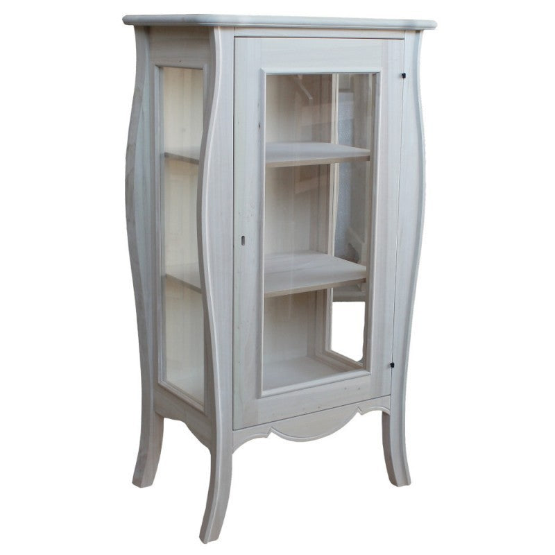 Vetrina shabby bombata 1 porta legno grigio l.71 p.48 h.134 (3096) - Mobili 2G