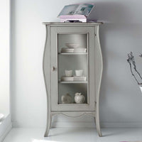 Vetrina shabby bombata 1 porta legno grigio l.71 p.48 h.134 (3096) - Mobili 2G