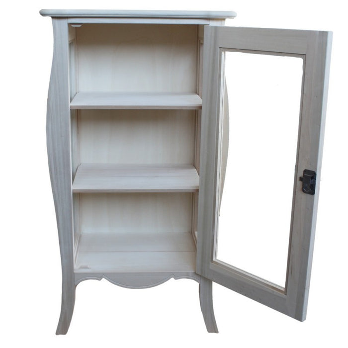 Vetrina shabby bombata 1 porta legno grigio l.71 p.48 h.134 (3096) - Mobili 2G