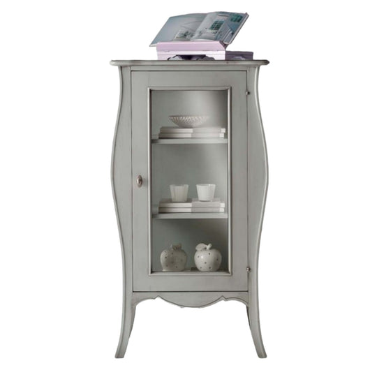 Vetrina shabby bombata 1 porta legno grigio l.71 p.48 h.134 (3096) - Mobili 2G