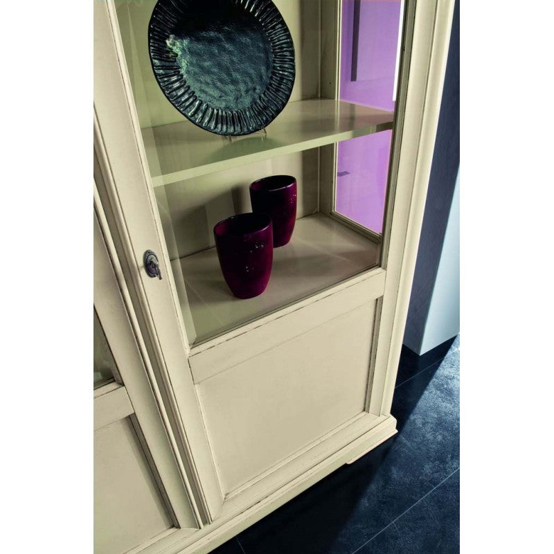 Vetrina shabby in legno 2 porte  smontabile avorio l.145 p.50 h.215