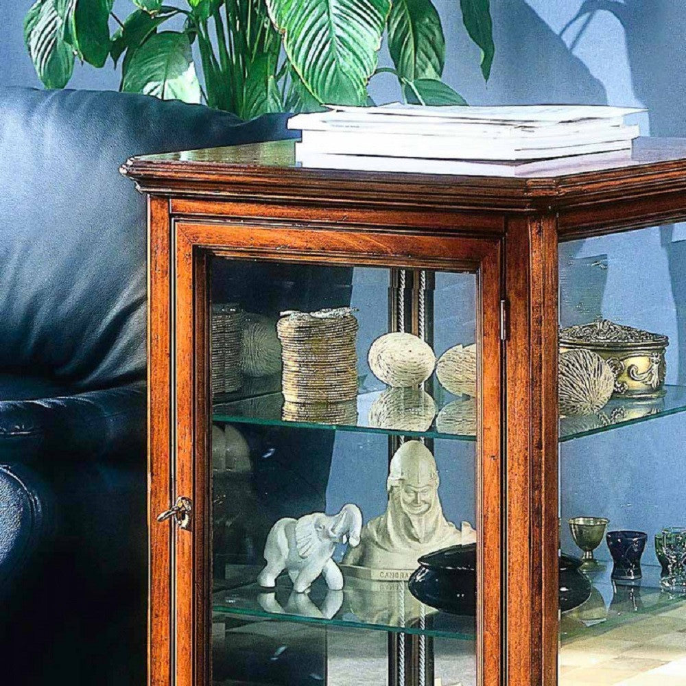 Vetrina teca classica in legno 1 porta finitura bassano l.55 p.55 h.90 - Mobili 2G