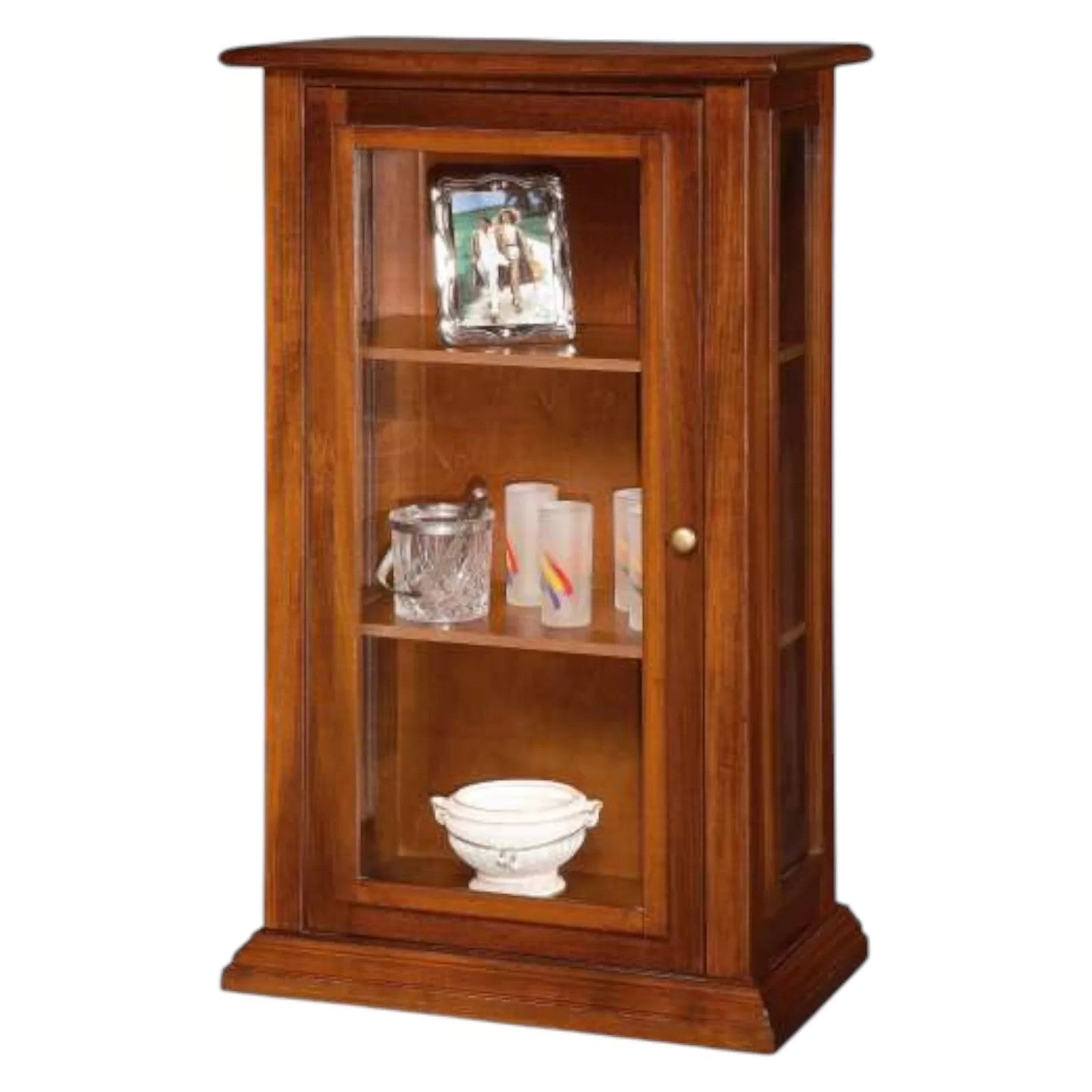 Vetrinetta arte povera in legno 1 porta tinta noce 67x38x116 - Mobili 2G