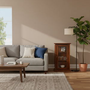 Vetrinetta arte povera in legno 1 porta tinta noce 67x38x116 - Mobili 2G