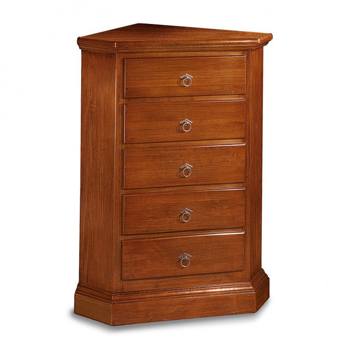 Mobile angolo in legno 5 cassetti arte povera tinta noce l.54 x 54 h.100 (5008) - Mobili 2G