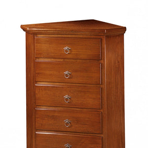 Mobile angolo in legno 5 cassetti arte povera tinta noce l.54 x 54 h.100 (5008) - Mobili 2G