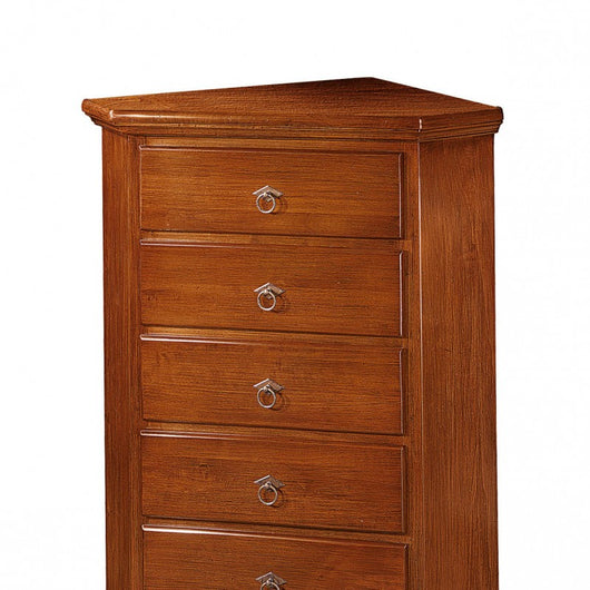 Mobile angolo in legno 5 cassetti arte povera tinta noce l.54 x 54 h.100 (5008) - Mobili 2G