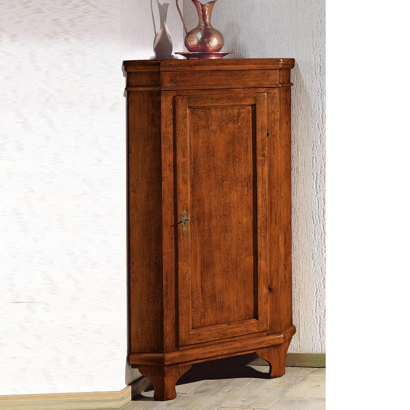 Mobile angolo in legno 1 porta arte povera tinta noce l.52 x 52 h.138 (805) - Mobili 2G