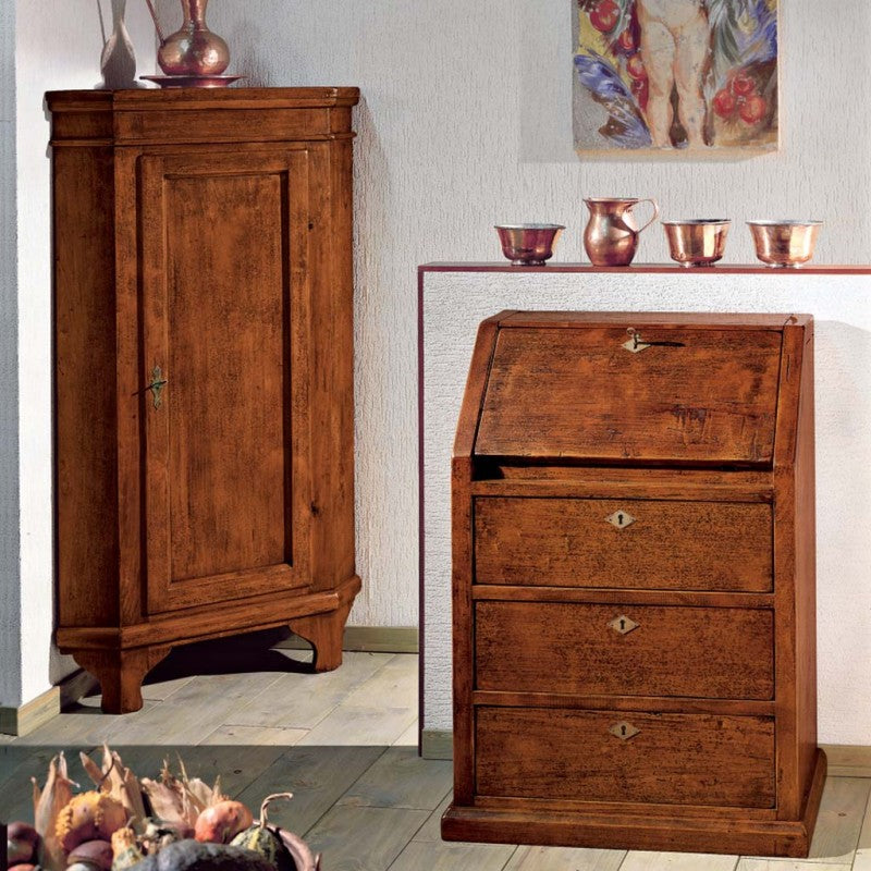 Mobile angolo in legno 1 porta arte povera tinta noce l.52 x 52 h.138 (805) - Mobili 2G