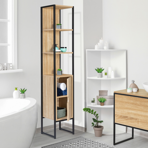 IDMarket - Mobili bagno su piedi colonna a 1 anta dal design industriale DETROIT