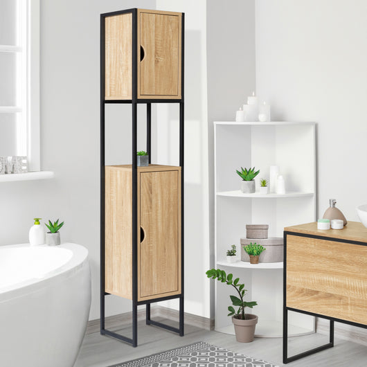 IDMarket - Mobili bagno su piedi colonna a 2 ante dal design industriale DETROIT