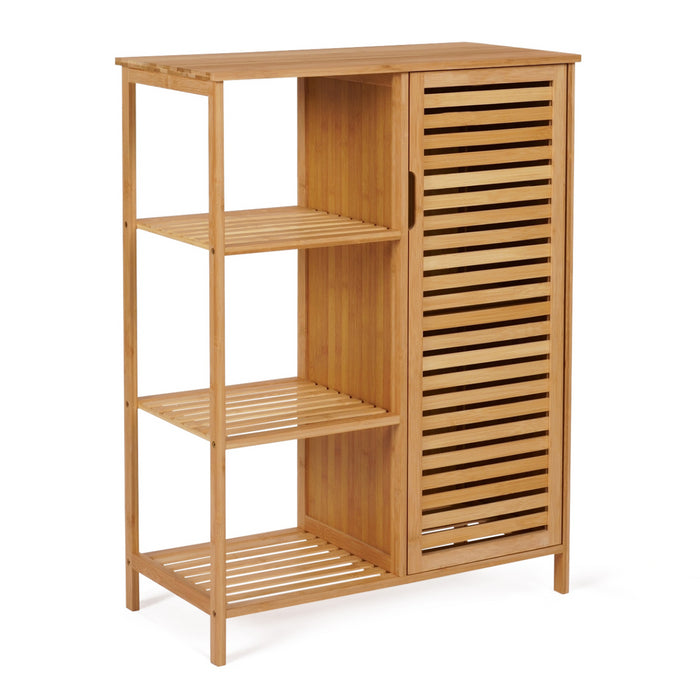 IDMarket - Mobili contenitori bagno in bambù con 3 ripani y armardio BEA