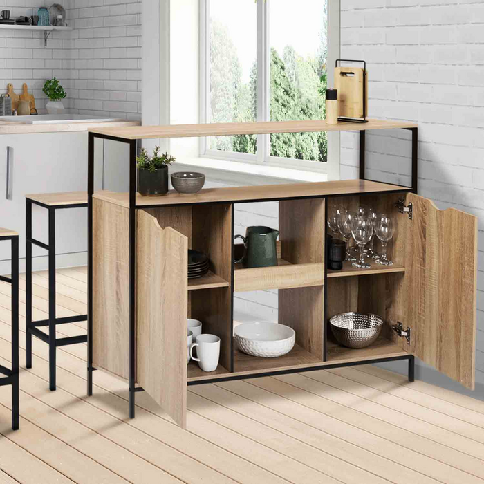 IDMarket - Mobili da bar con porte e ripani dal design industriale DETROIT