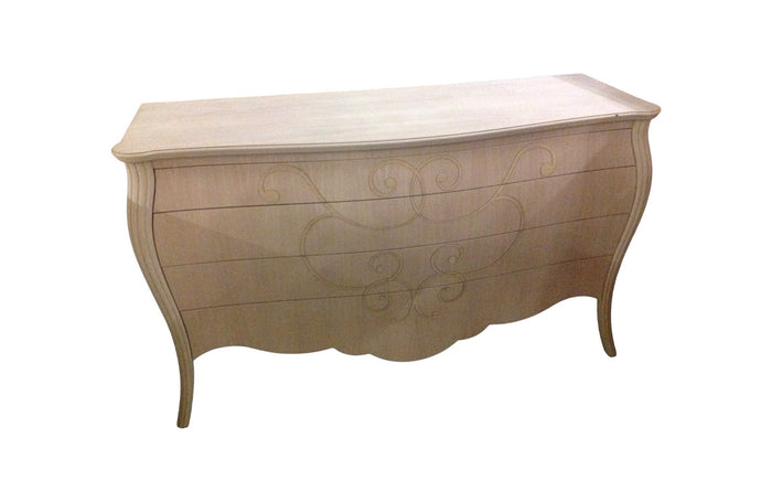 Como' in legno bombato 4 cassetti grezzo l.135 p.60 h.98 (056) - Mobili 2G