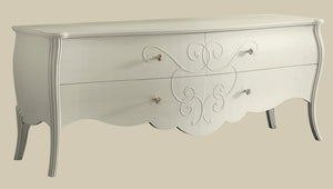 Porta tv in legno bombato 4 cassetti grezzo l.170 p.50 h.66 (002) - Mobili 2G