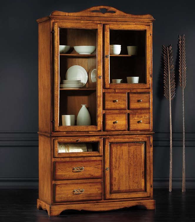  dispensa in legno 7 cassetti 3 porte grezzo l.120 p.52 h.220