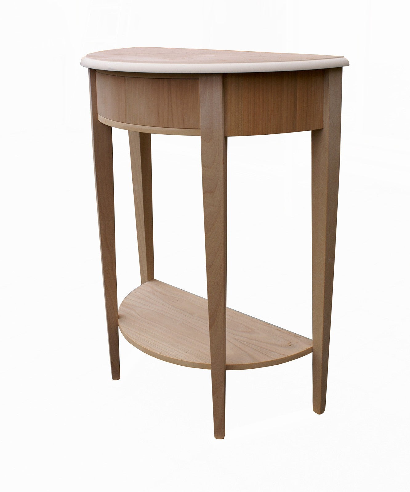 Consolle mezzaluna in legno 1 cassetto grezzo l.67 p.33 h.75 (3117) - Mobili 2G