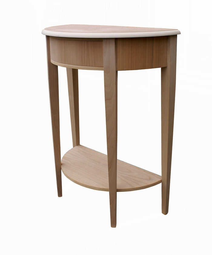 Consolle mezzaluna in legno 1 cassetto grezzo l.67 p.33 h.75 (3117) - Mobili 2G