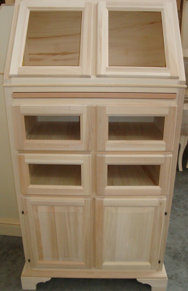 Dispensa legno 4 cassetti e 2 ante ribalta grezza l.82 p.44 h.153 (2138) - Mobili 2G