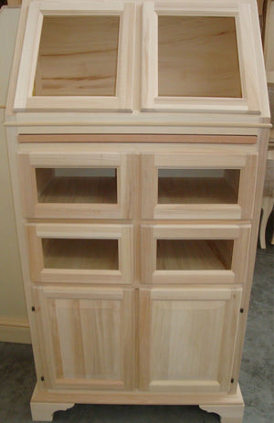 Dispensa legno 4 cassetti e 2 ante ribalta grezza l.82 p.44 h.153 (2138) - Mobili 2G