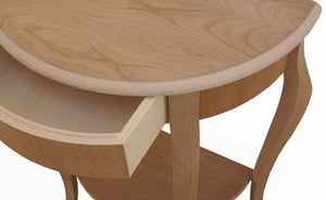 Consolle mezzaluna in legno 1 cassetto grezzo l.67 p.33 h.75 (3109) - Mobili 2G