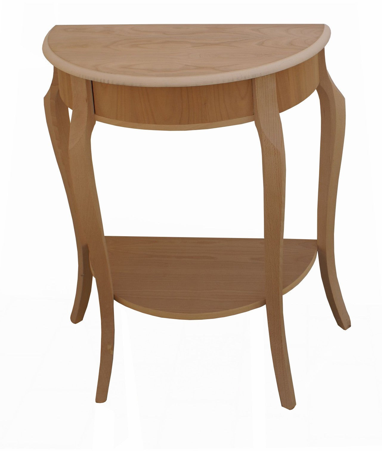 Consolle mezzaluna in legno 1 cassetto grezzo l.67 p.33 h.75 (3109) - Mobili 2G