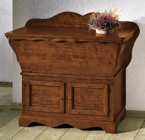 Cassapanca/madia 2 ante in legno grezza l.115 p.49 h.97