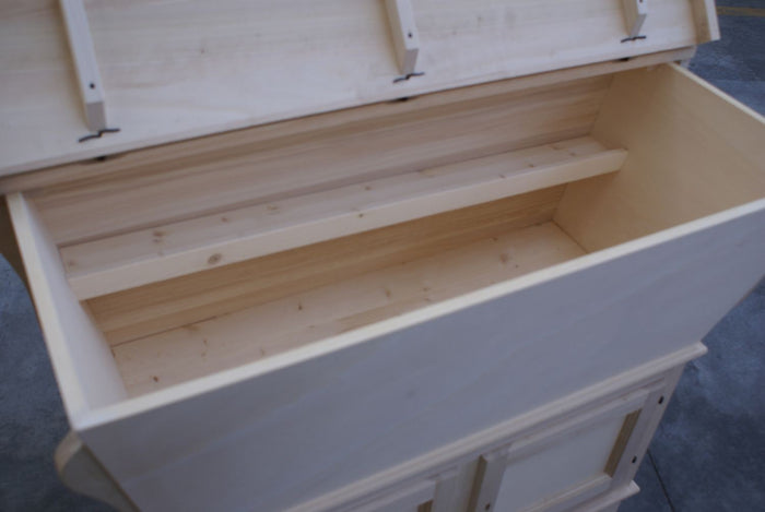 Cassapanca/madia 2 ante in legno grezza l.115 p.49 h.97