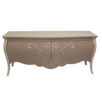 Porta tv in legno bombato 2 cassetti grezzo l.150 p.50 h.66 (004) - Mobili 2G