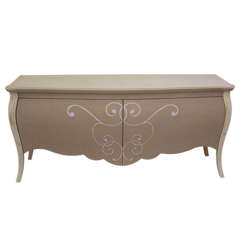 Porta tv in legno bombato 2 cassetti grezzo l.150 p.50 h.66 (004) - Mobili 2G