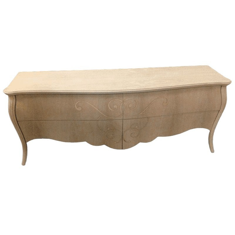 Porta tv in legno bombato 4 cassetti grezzo l.170 p.50 h.66 (002) - Mobili 2G