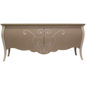 Porta tv in legno bombato 2 cassetti grezzo l.150 p.50 h.66 (004) - Mobili 2G